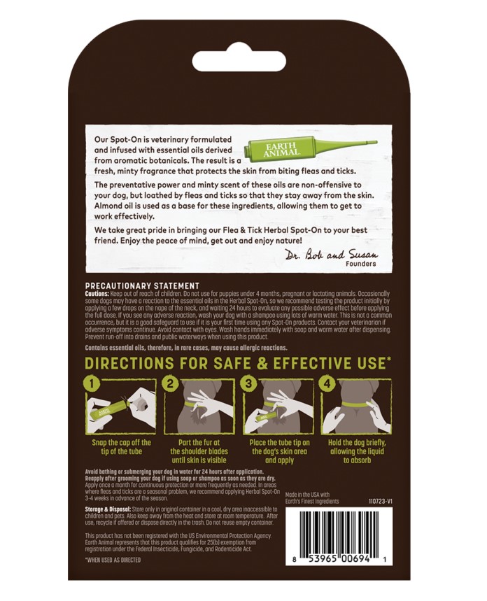 Earth Animal Herbal Flea and Tick Spot-On for Large Dog