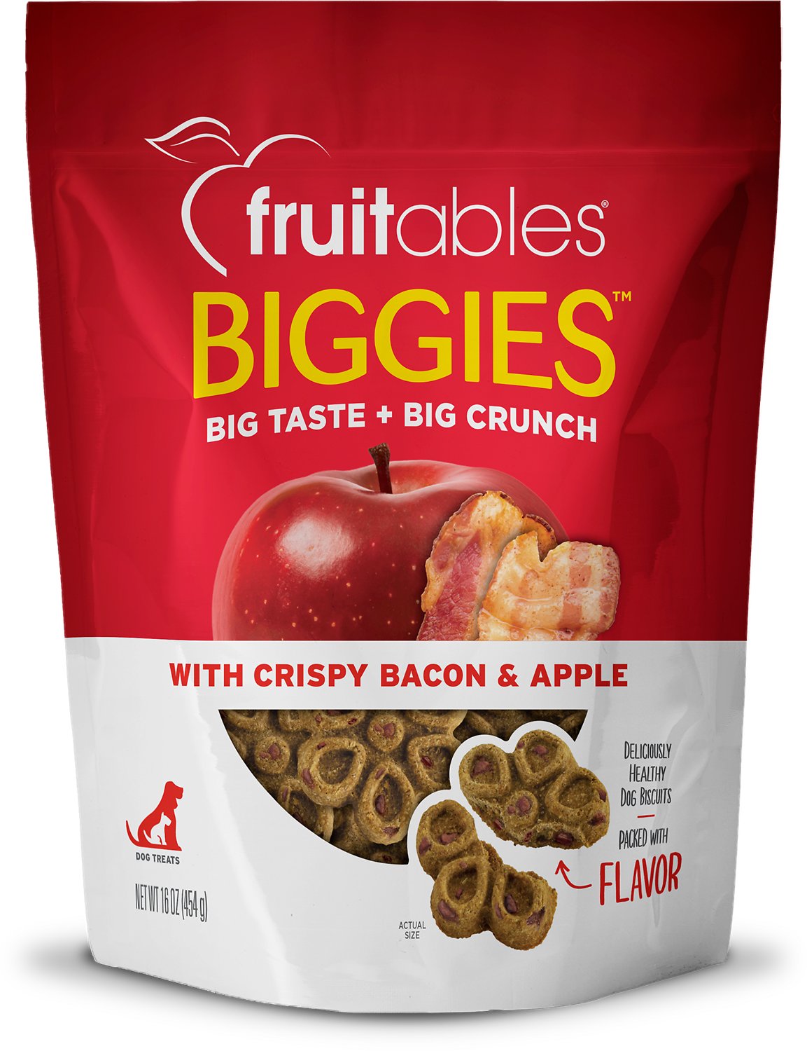 Fruitables Biggies Crispy Bacon & Apple Dog Treats - 16oz Bag