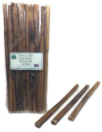 Mickey's USA Bully Sticks 12 inch Thin 10 Pack