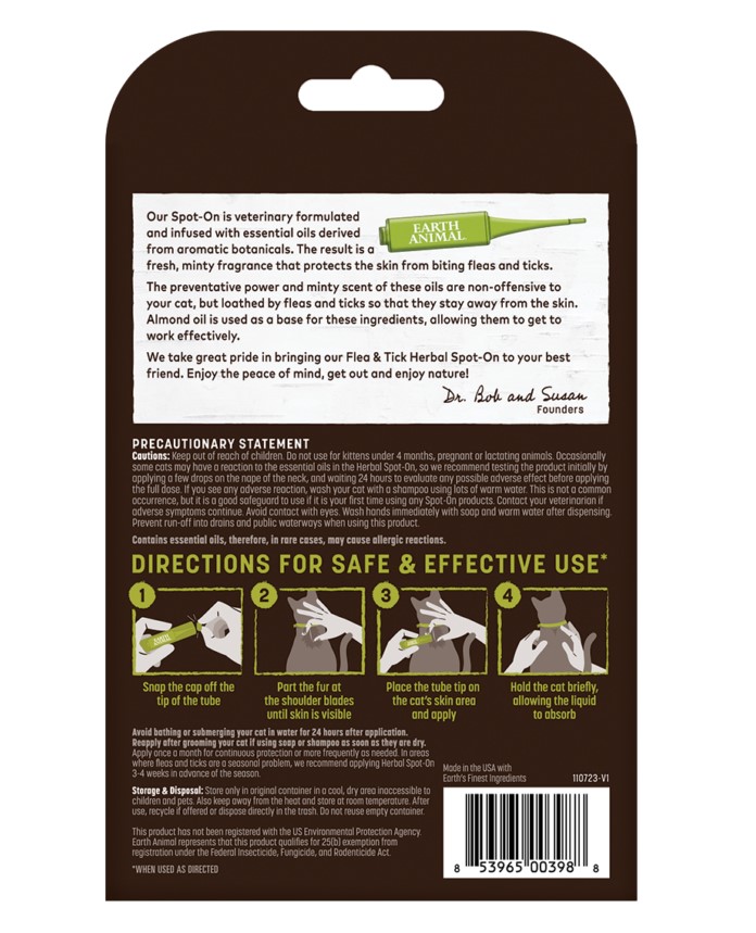Earth Animal Herbal Flea and Tick Spot-On for Cat