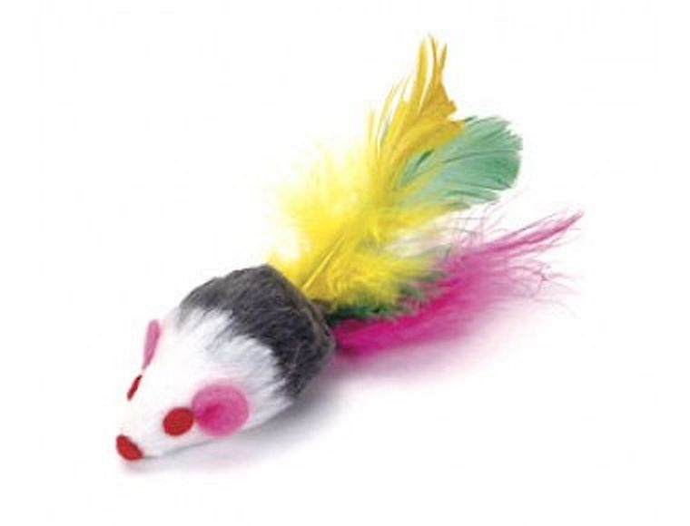 Go Cat Feather Tailed Mouse with Rattle